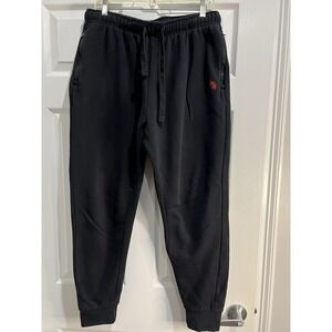 Men's Size L Black Polo Sweatpants With Drawstring Pull On Eleasic Waist I2